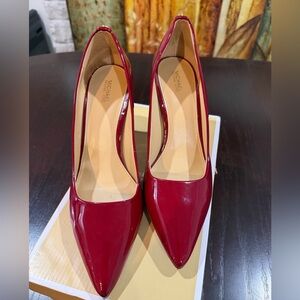Michael Kors Dorothy Women's Maroon Patent Pointed-Toe Pumps size 10
